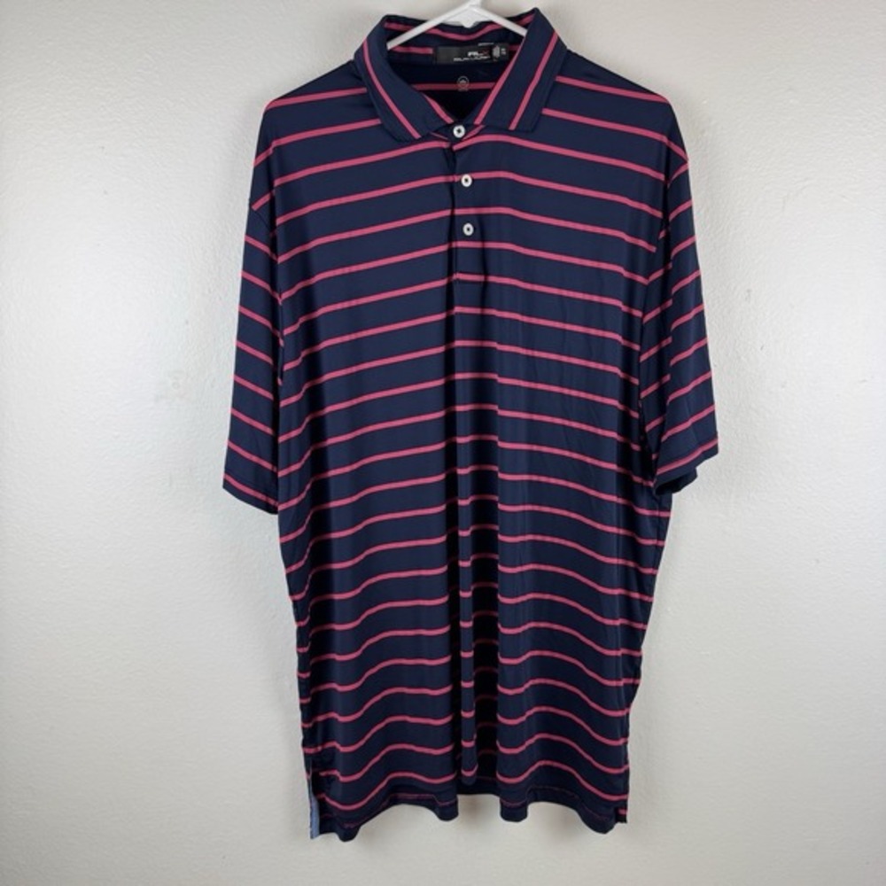 RLX RALPH LAUREN Mens Performance Polo‎ Portland Golf Club Pink/Navy - SIZE XXL